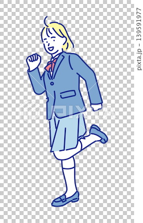 Simple illustration: Full-body image of a female student running energetically (vector illustration) 139591977