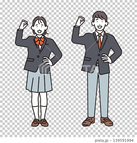 シンプル イラスト ガッツポーズをする学生の全身イメージ ベクターイラスト シンプル イラスト ガッツポーズをする学生の全身イメージ ベクターイラスト 139591994