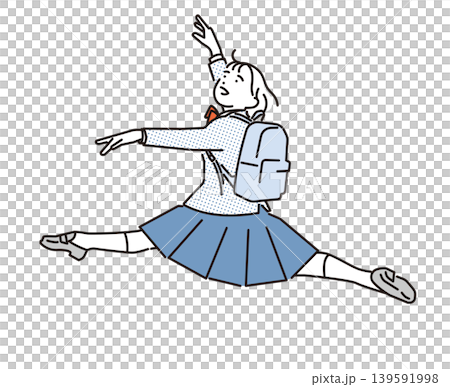 Simple illustration of a female student jumping (vector illustration) Simple illustration of a female student jumping (vector illustration) 139591998