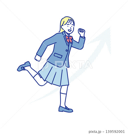 シンプル イラスト 前向きに走る女子学生のイメージ ベクターイラスト シンプル イラスト 前向きに走る女子学生のイメージ ベクターイラスト 139592001