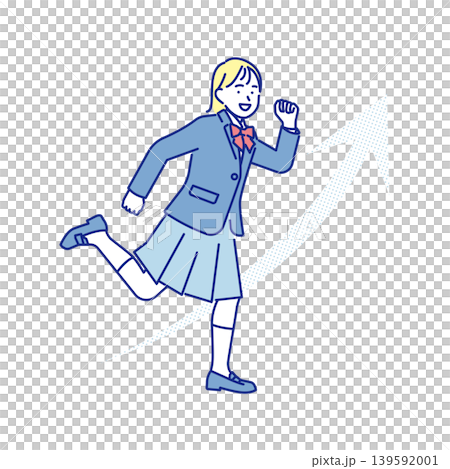 シンプル イラスト 前向きに走る女子学生のイメージ ベクターイラスト シンプル イラスト 前向きに走る女子学生のイメージ ベクターイラスト 139592001