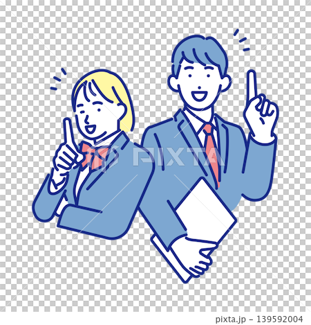 シンプル イラスト ポイントを説明する学生のイメージ ベクターイラスト シンプル イラスト ポイントを説明する学生のイメージ ベクターイラスト 139592004