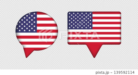 Flag of US in speech bubble. Flag of US in speech bubble. 139592114