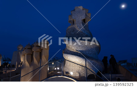 La Pedrera - Casa MILA, Roof of La Pedrera house in Barcelona La Pedrera - Casa MILA, Roof of La Pedrera house in Barcelona 139592325