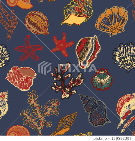 seamless pattern with marine shells seamless pattern with marine shells 139592397