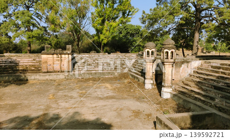 Ancient Mughal era dry water pond at Tilla Jogian temple Ancient Mughal era dry water pond at Tilla Jogian temple 139592721