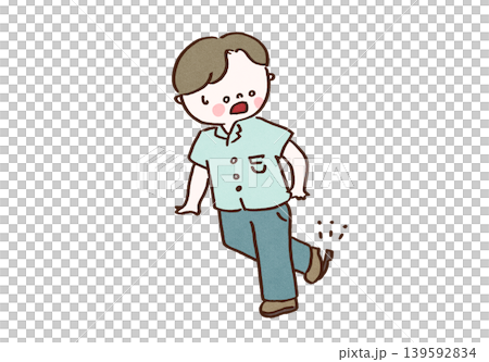 一名男子外出時鞋底脫落，他驚慌失措。 139592834