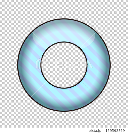 Three-dimensional inflatable ring illustration, light blue stripes, summer pool/beach icon. Three-dimensional inflatable ring illustration, light blue stripes, summer pool/beach icon. 139592869