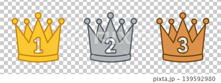 Gold, Silver, and Bronze Crown Color Icon Set Gold, Silver, and Bronze Crown Color Icon Set 139592980