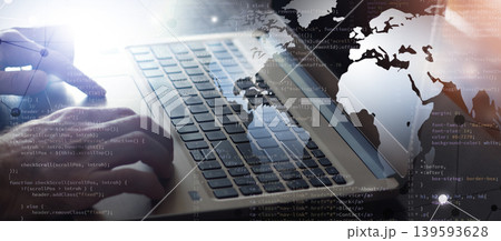 laptop web coding process banner laptop web coding process banner 139593628