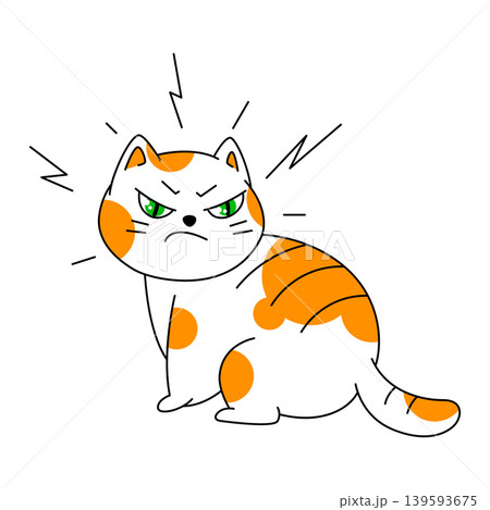 Angry cat turned away. Cartoon illustration of cute kitten pet. Angry cat turned away. Cartoon illustration of cute kitten pet. 139593675