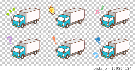 [With Symbol Icons] Delivery Truck Illustration Set | Shipping, Logistics, Home Delivery 139594154