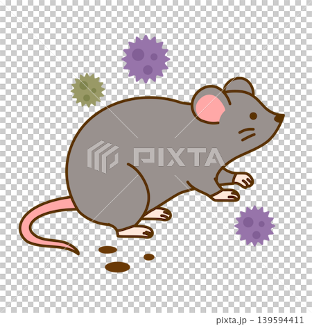 ウイルスを持ったねずみのイラスト ウイルスを持ったねずみのイラスト 139594411
