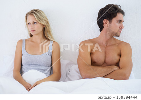 Ignore, bedroom or angry couple in fight with stress for marriage problem, breakup or bad communication. Home, toxic or frustrated people in conflict or betrayal of cheating crisis, drama or divorce Ignore, bedroom or angry couple in fight with stress for marriage problem, breakup or bad communication. Home, toxic or frustrated people in conflict or betrayal of cheating crisis, drama or divorce 139594444