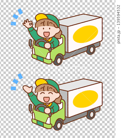 トラック運転手(女性)のイラストセット|トラック・配送・物流 トラック運転手(女性)のイラストセット|トラック・配送・物流 139594532