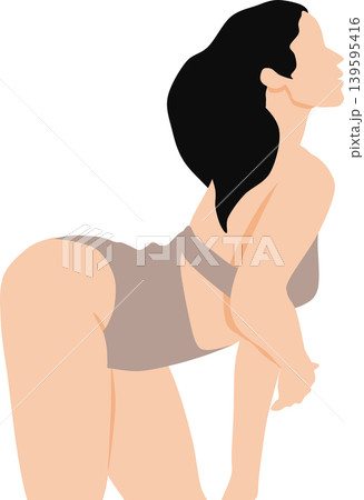 水着を着た女性が浜辺にいるイラスト 139595416