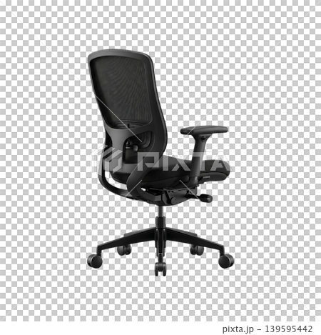 Modern black ergonomic mesh office chair with wheels isolated Modern black ergonomic mesh office chair with wheels isolated 139595442