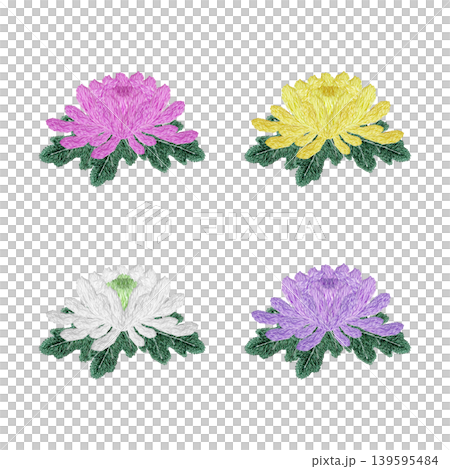 【菊花圖案組】手工刺繡插畫素材 139595484