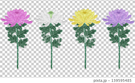 【菊花圖案組】手工刺繡插畫素材 139595485