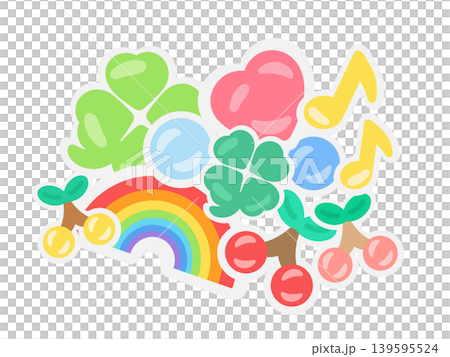 シールの詰め合わせ イラスト シールの詰め合わせ イラスト 139595524