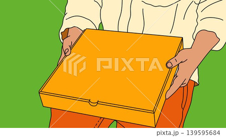 Food Delivery Box in Hands Cartoon Scene 139595684