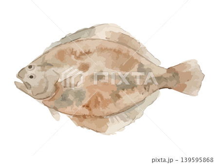 水彩風のヒラメのイラスト 水彩風のヒラメのイラスト 139595868