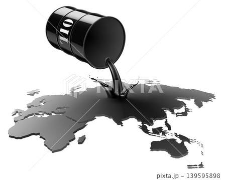 Oil flows from a black metal barrel onto the planet. Oil is dripping on Earth. Concept of ecology pollution. Isolated on white background. Realistic 3d Vector illustration Oil flows from a black metal barrel onto the planet. Oil is dripping on Earth. Concept of ecology pollution. Isolated on white background. Realistic 3d Vector illustration 139595898