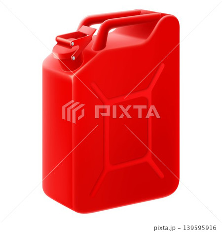 Red jerry can isolated on white background. Canister for gasoline. Benzine canister. Black fuel can. Oil crude icon. Realistic 3d Vector illustration Red jerry can isolated on white background. Canister for gasoline. Benzine canister. Black fuel can. Oil crude icon. Realistic 3d Vector illustration 139595916
