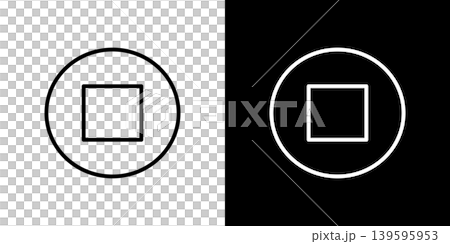 Stop icon. Monochrome vector illustration set with white and black lines. Stop icon. Monochrome vector illustration set with white and black lines. 139595953