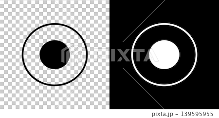 録画のアイコン。白い線と黒い線のモノクロベクターイラストセット 録画のアイコン。白い線と黒い線のモノクロベクターイラストセット 139595955