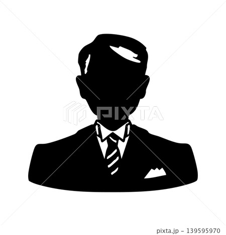 礼装スーツの男性　中年シニア　モノクロシルエットイラスト 139595970