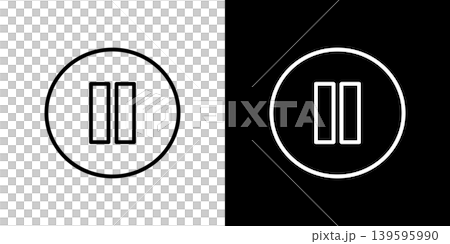 Pause icon. Monochrome vector illustration set with white and black lines. 139595990