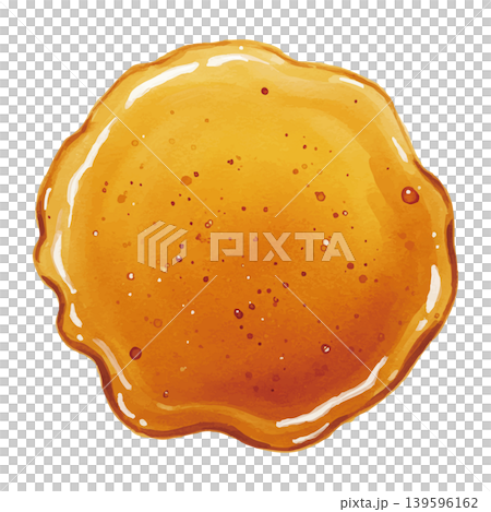 一幅水彩風格的圓形楓糖漿瓶插圖。 139596162