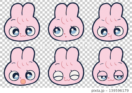 Hand-drawn rabbit icon set 139596179