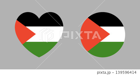 Palestine flag heart, round sticker, badge set. Circle, heart flag of Palestine symbol, background. Flag button, banner, icon. National sign. Palestine flag heart, round sticker, badge set. Circle, heart flag of Palestine symbol, background. Flag button, banner, icon. National sign. 139596414