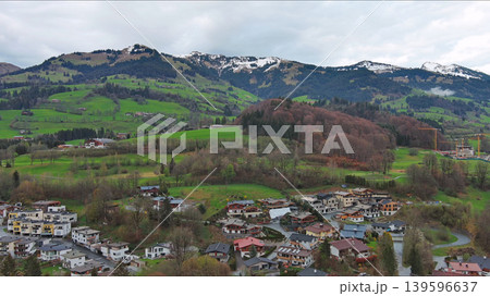 Village in Austria alpine valley in mountains 139596637