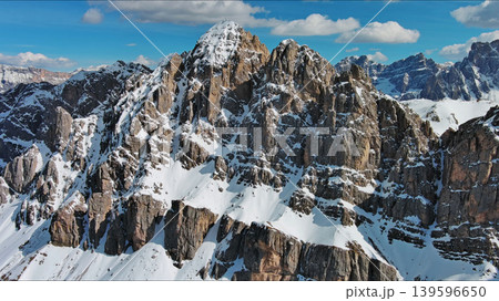 Majestic rocky mountains in snow Alps Dolomites Majestic rocky mountains in snow Alps Dolomites 139596650