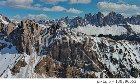 Majestic rocky mountains in snow Alps Dolomites Majestic rocky mountains in snow Alps Dolomites 139596652