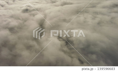 Aerial top view on foggy clouds morning mist Aerial top view on foggy clouds morning mist 139596683