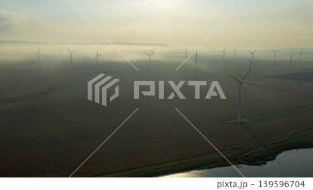 Windmills or wind turbine in morning light 139596704