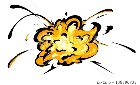アメコミ風の爆発する炎のエフェクトのイラスト素材 139596735