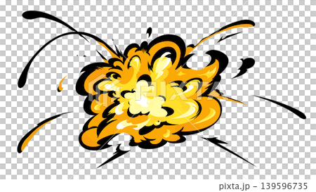 アメコミ風の爆発する炎のエフェクトのイラスト素材 139596735