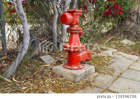 a red fire hydrant on the sidewalk in Larnaca, Cyprus a red fire hydrant on the sidewalk in Larnaca, Cyprus 139596788