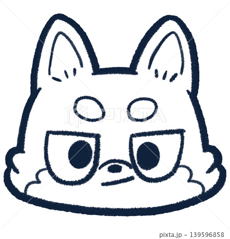 オオカミの顔のシンプルな線画イラスト 139596858