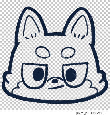 オオカミの顔のシンプルな線画イラスト 139596858