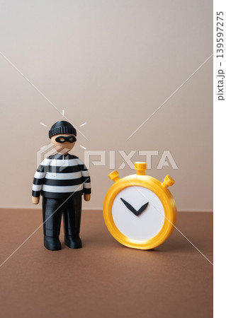 A criminal and a stopwatch. Probation, community service. The fight against crime. Punishment control, law enforcement monitoring and criminal justice deadlines. A criminal and a stopwatch. Probation, community service. The fight against crime. Punishment control, law enforcement monitoring and criminal justice deadlines. 139597275
