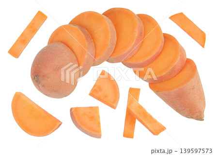 Sweet potato isolated on white background. Top view. Flat lay 139597573