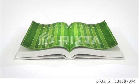 American football field on book theme, 3d rendering 139597974