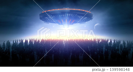 Ufo, human abduction, 3d renderingのイラスト素材 [139598148] - PIXTA