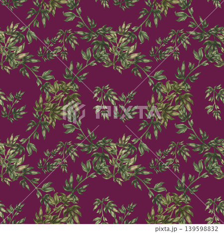 Watercolor leafy seamless pattern with soft overlapping branches creating a natural textured background. Gentle tones and organic flow. Ideal for fabric, wrapping paper, wallpaper, decorative surfaces Watercolor leafy seamless pattern with soft overlapping branches creating a natural textured background. Gentle tones and organic flow. Ideal for fabric, wrapping paper, wallpaper, decorative surfaces 139598832
